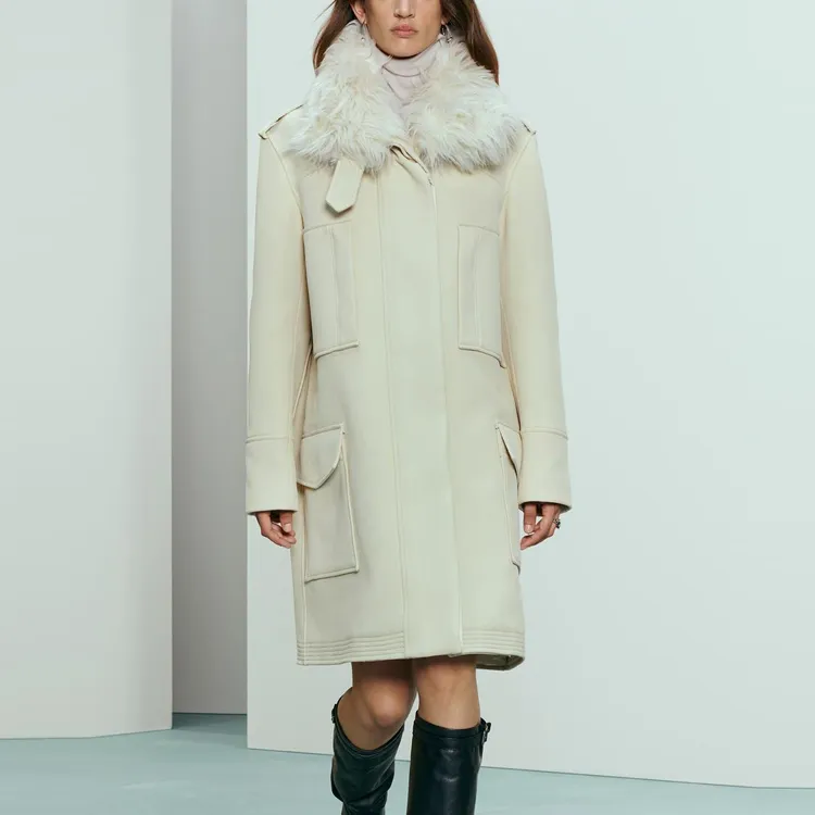 ZARA Coats Women's Frosted White-2