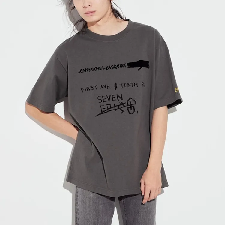 Jean michel Basquiat X UNIQLO Basquiat Collaboration T Shirts Unisex Gray-1