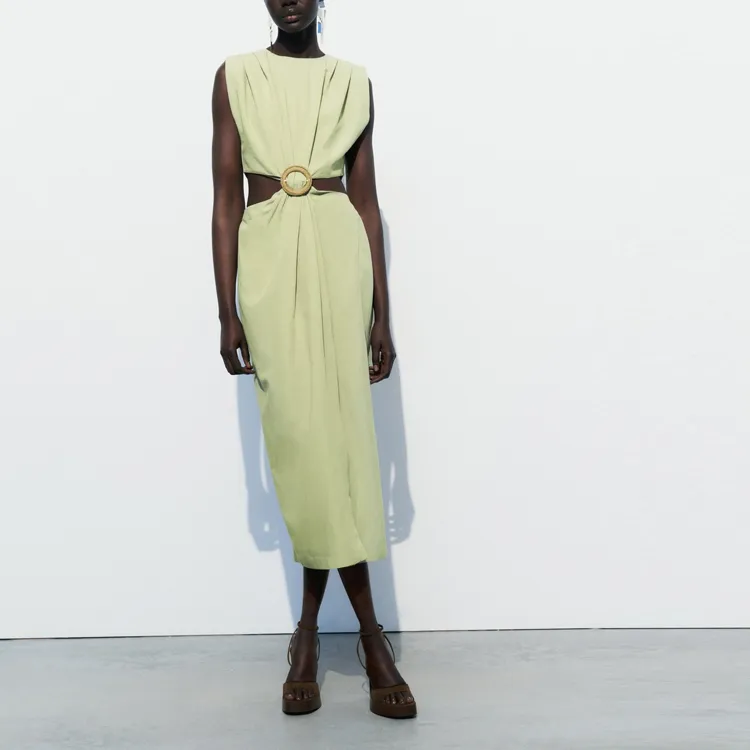 ZARA Sleeveless Dress Women's Thin Honeysuckle Pink-2
