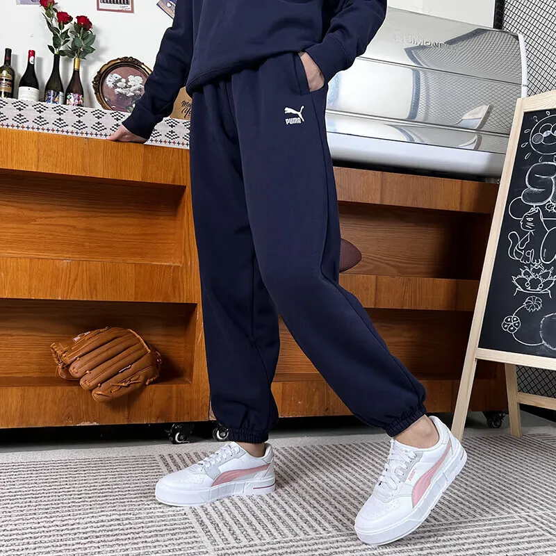 PUMA Knitted Sweatpants Women's Navy Blue-4