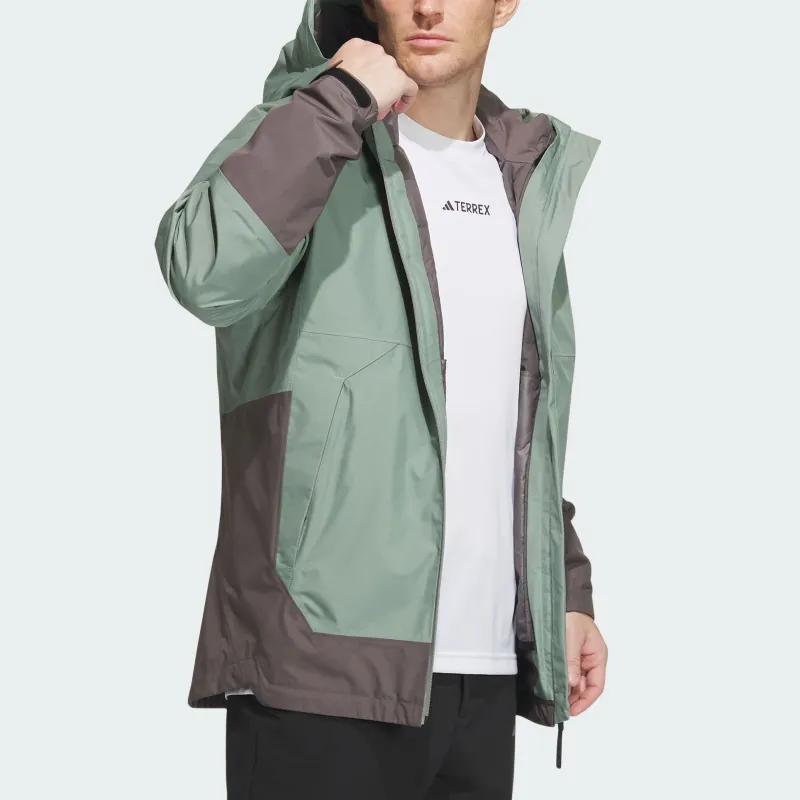Adidas Waterproof And Windproof Windbreaker Jacket Men's Dusty Green-2