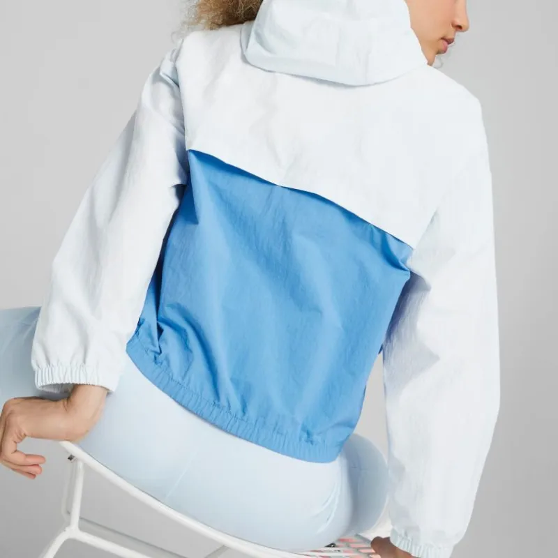 PUMA Oversized Hooded Windbreaker Jacket Women's Blue-3