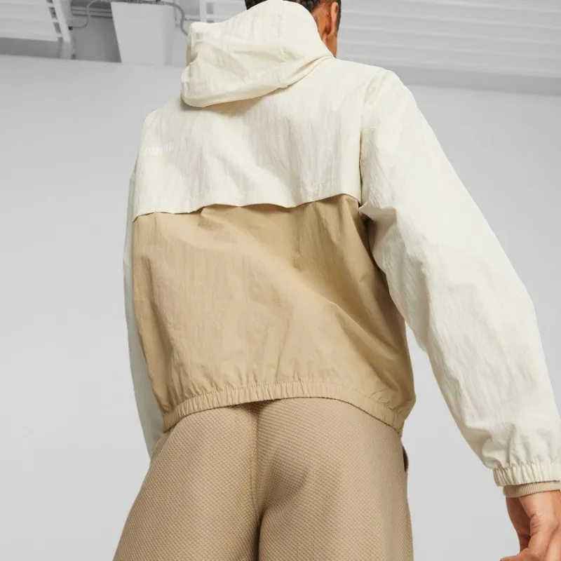 PUMA Oversized Hooded Windbreaker Jacket Women's Khaki-2