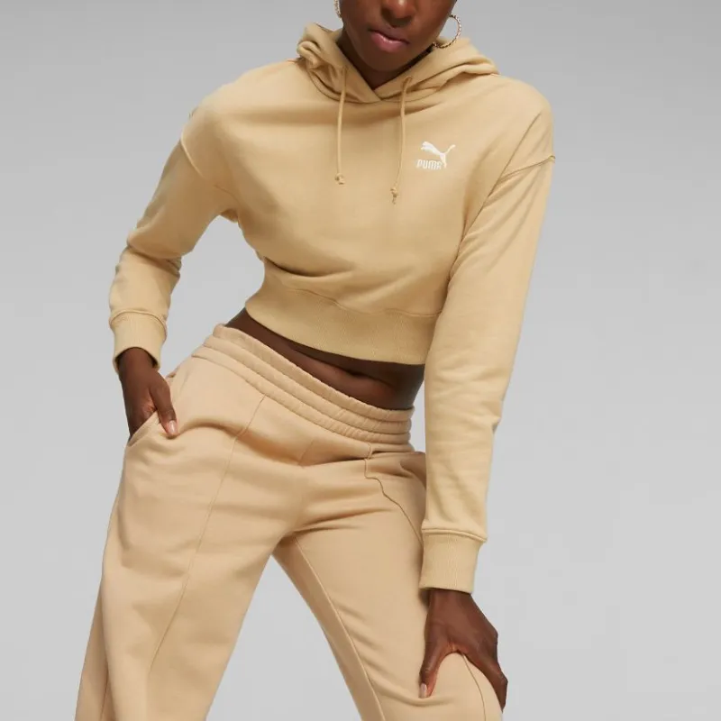 PUMA CLASSICS CLASSICS Cropped Hoodie TR Sweatshirt Women's Coffee-4
