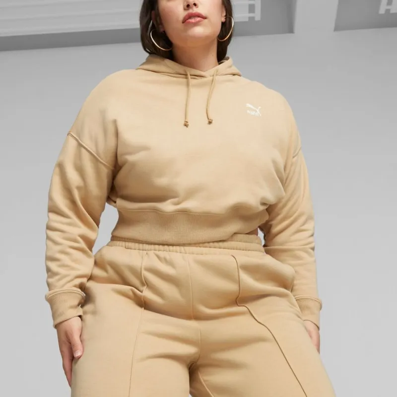PUMA CLASSICS CLASSICS Cropped Hoodie TR Sweatshirt Women's Coffee-3