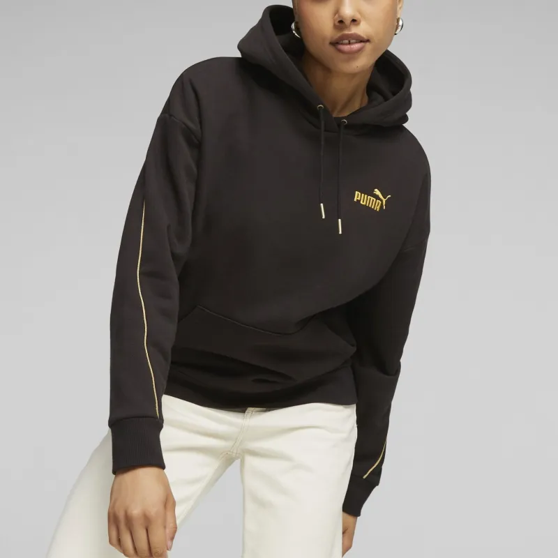 PUMA Essentials+ MINIMAL GOLD Hoodie Fleece Sweatshirt Women's Black-2