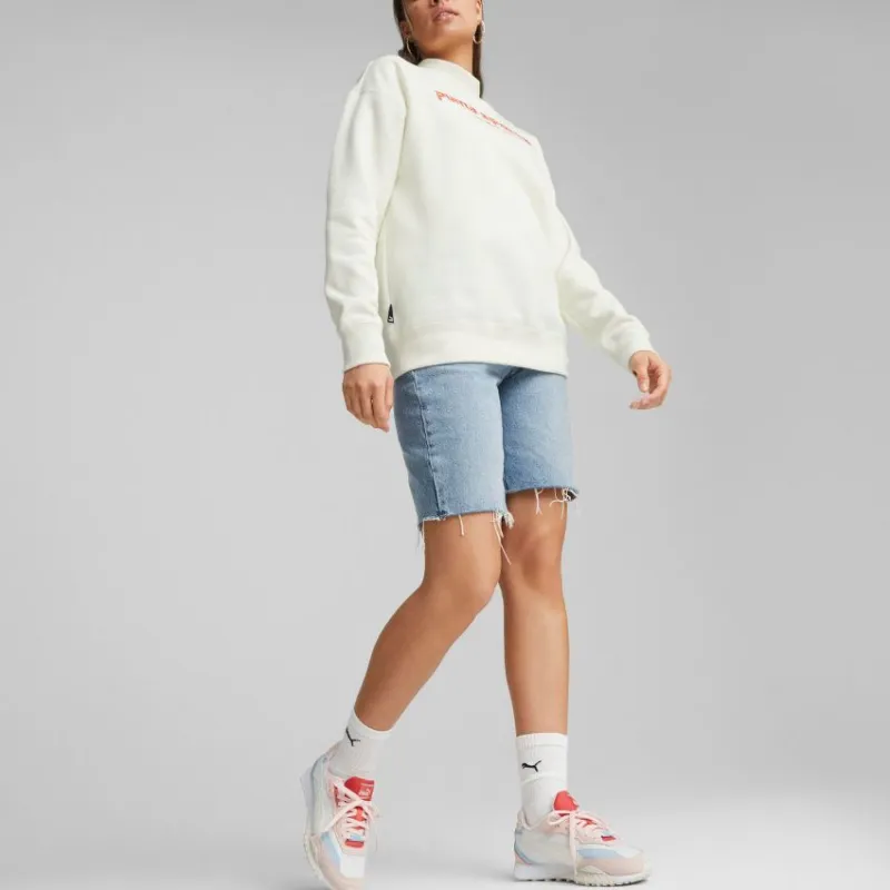 PUMA TEAM Crew Fleece Sweatshirt Women's White-3