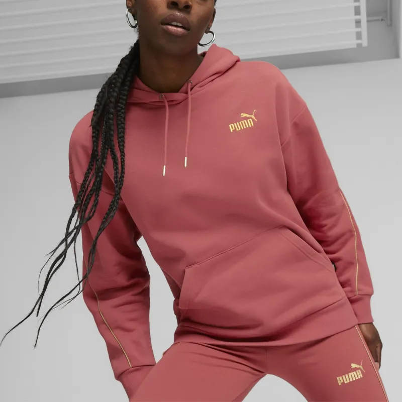 PUMA Essentials+ MINIMAL GOLD Hoodie Fleece Sweatshirt Women's Pink-2