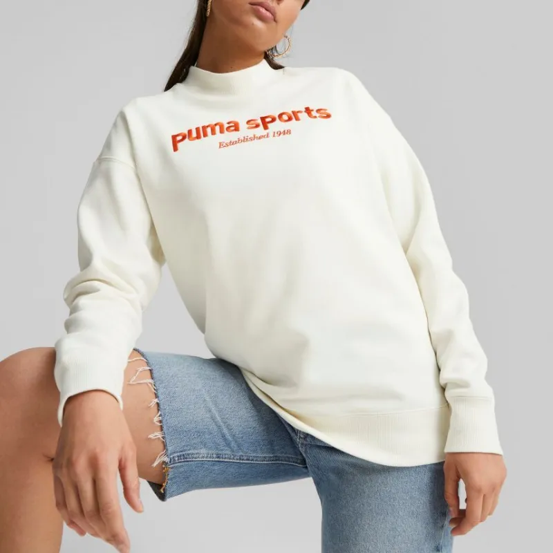 PUMA TEAM Crew Fleece Sweatshirt Women's White-2