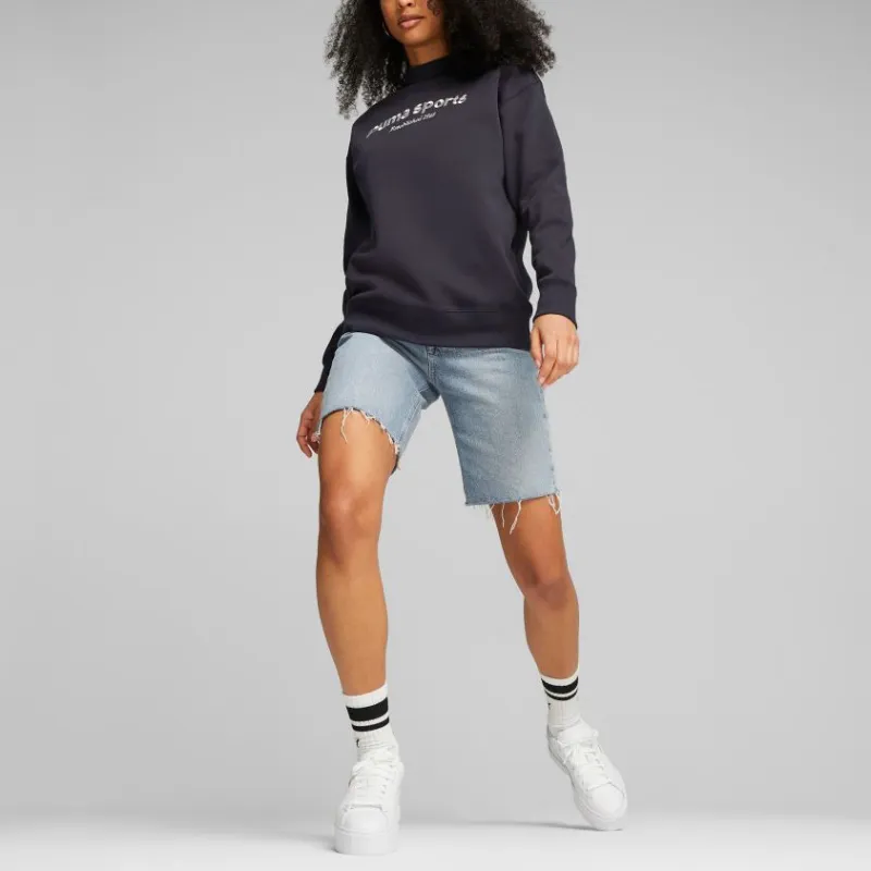 PUMA TEAM Crew Fleece Sweatshirt Women's Black-4