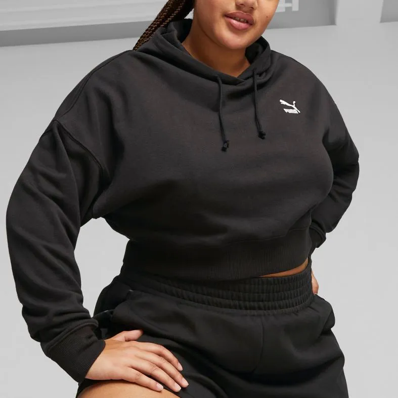 PUMA CLASSICS Cropped Hoodie TR Sweatshirt Women's Black-4