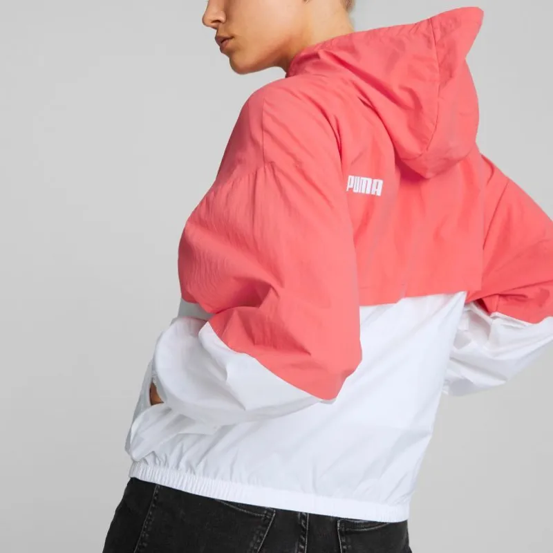 PUMA Colourblock Hooded Windbreaker Trench Coat Women's Pink-3