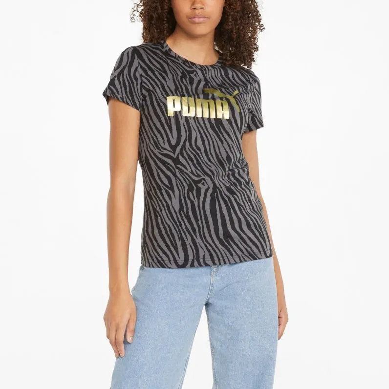 PUMA FIT Essentials+ Tiger AOP Tee T-Shirt Women's Black-2