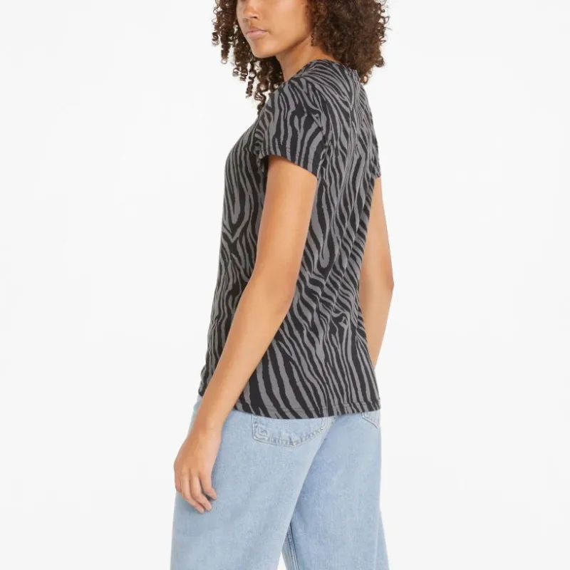 PUMA FIT Essentials+ Tiger AOP Tee T-Shirt Women's Black-4