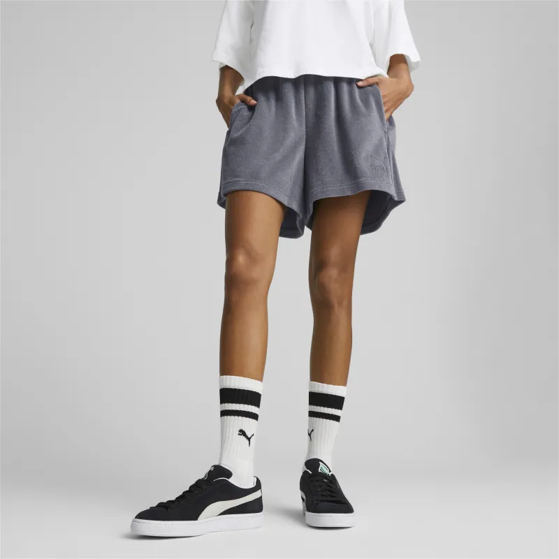 PUMA CLASSICS Toweling Shorts 5' Sports Shorts Women's Gray-3