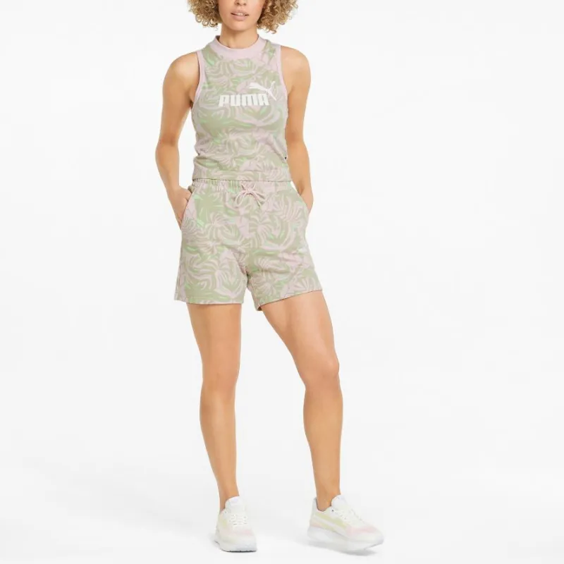 PUMA FLORAL VIBES FLORAL VIBES High Waist Shorts Sports Shorts Women's Green-4