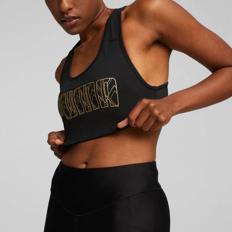 PUMA Cloudspun Rockaway Mid Impact 4Keeps Graphic Sport Bra Sports Underwear Women's Black-2