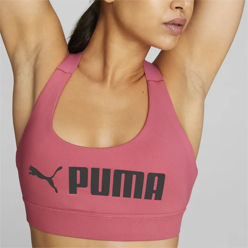 PUMA CLASSICS Mid Impact Fit Bra Sports Underwear Women's Pink-2