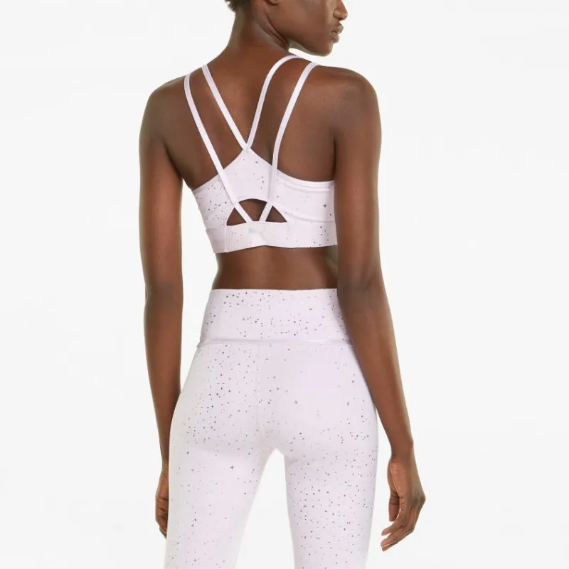 PUMA AOP Mid Impact Stardust Crystal Sport Bra Sports Underwear Women's White-4