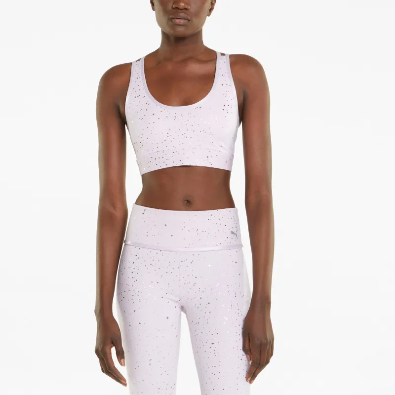 PUMA AOP Mid Impact Stardust Crystal Sport Bra Sports Underwear Women's White-2