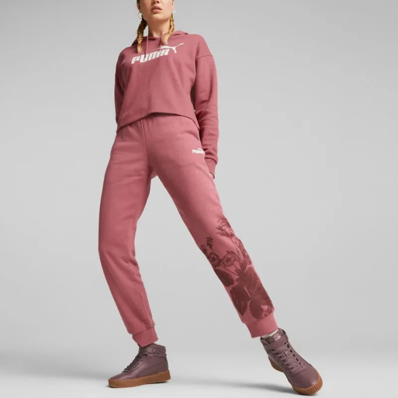PUMA Essentials+ Essentials+ FROZEN FLOWER Graphic Sweatpants Knitted Sports Pants Women's Coffee-4