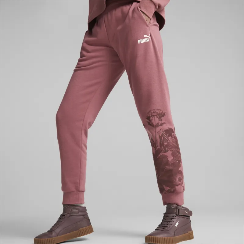 PUMA Essentials+ Essentials+ FROZEN FLOWER Graphic Sweatpants Knitted Sports Pants Women's Coffee-2