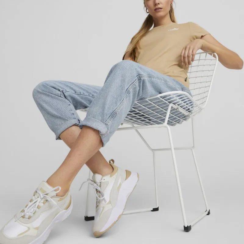 PUMA Essentials+ Embroidery Tee T Shirt Women's Khaki-4