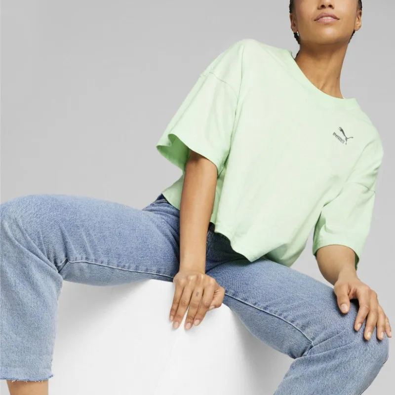 PUMA DARE TO FEELIN XTRA Oversized Tee T-Shirt Women's Green-4