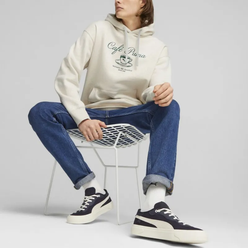 PUMA CLASSICS CAFE Hoodie Fleece Sweatshirt Men's White-3