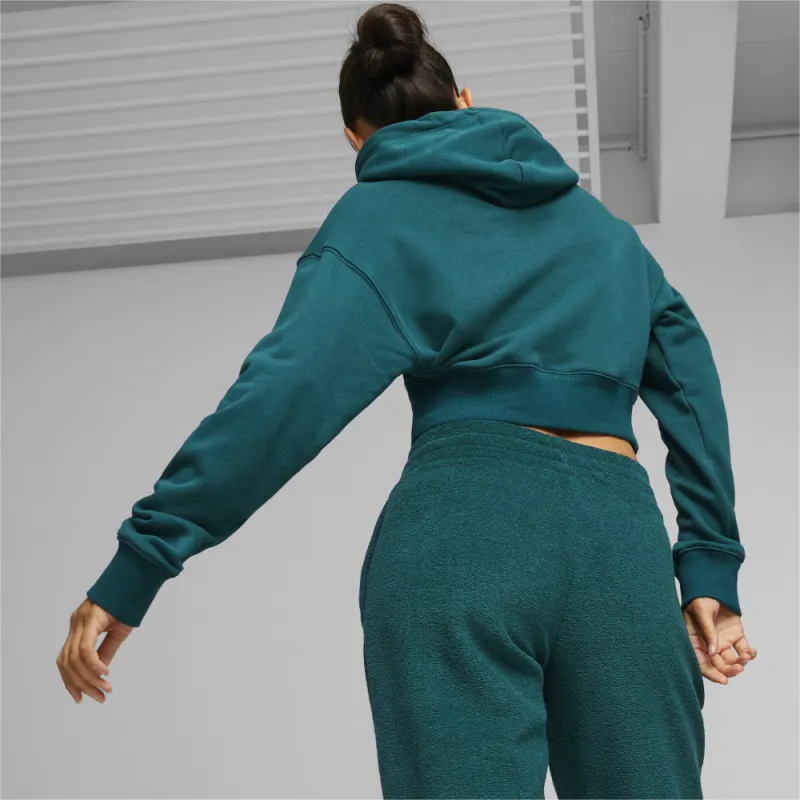 PUMA CLASSICS Cropped Hoodie TR Sweatshirt Women's Green-3