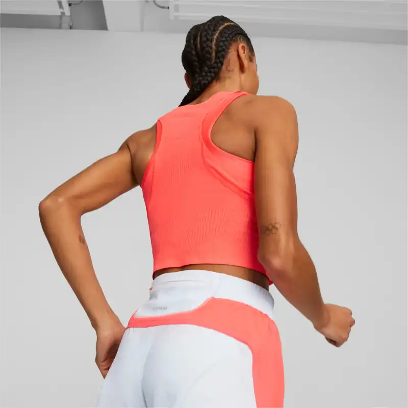 PUMA Ultraspun Running Crop Tank Top Women's Sport Vests Women's Glossy Finish Orange-2