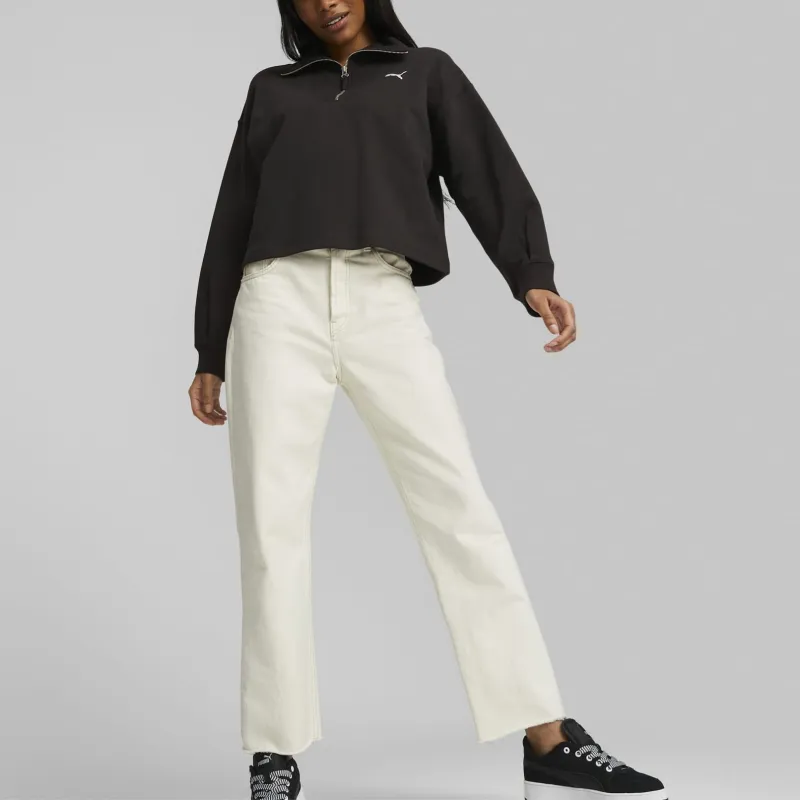 PUMA HER Women's High Neck Half Zip Sweatshirt Jacket Women's Black-2