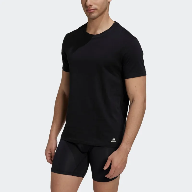 Adidas ACTIVE FLEX COTTON CREWNECK SHIRT UNDERWEAR T-Shirt Men's 3 Pack Black-2