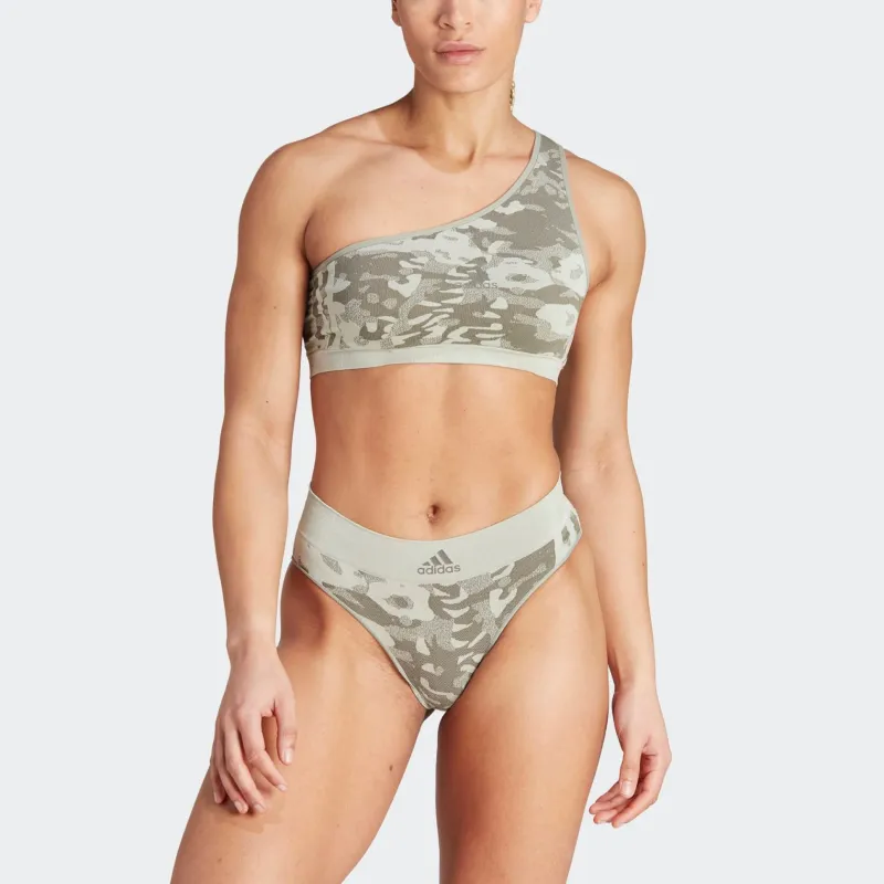 Adidas ACTIVE SEAMLESS MICRO STRETCH ASYMMETRIC BRALETTE UNDERWEAR Bra Women's Silver Green-2