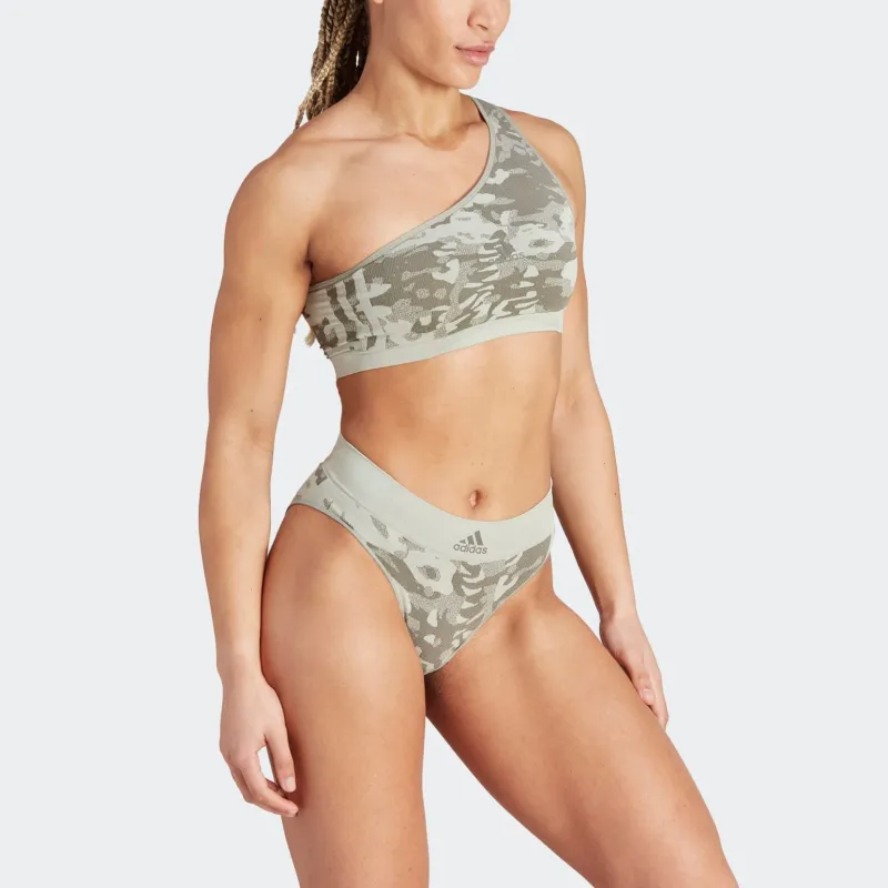Adidas ACTIVE SEAMLESS MICRO STRETCH ASYMMETRIC BRALETTE UNDERWEAR Bra Women's Silver Green-4