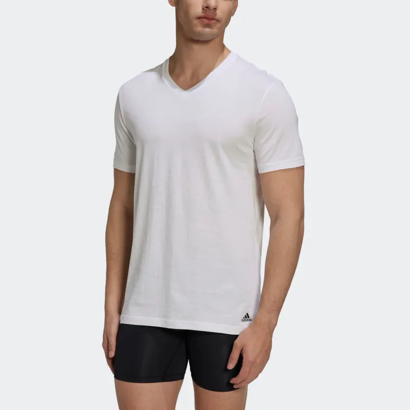 Adidas ACTIVE FLEX COTTON V-NECK SHIRT UNDERWEAR T-Shirt Men's 3 Pack White-1