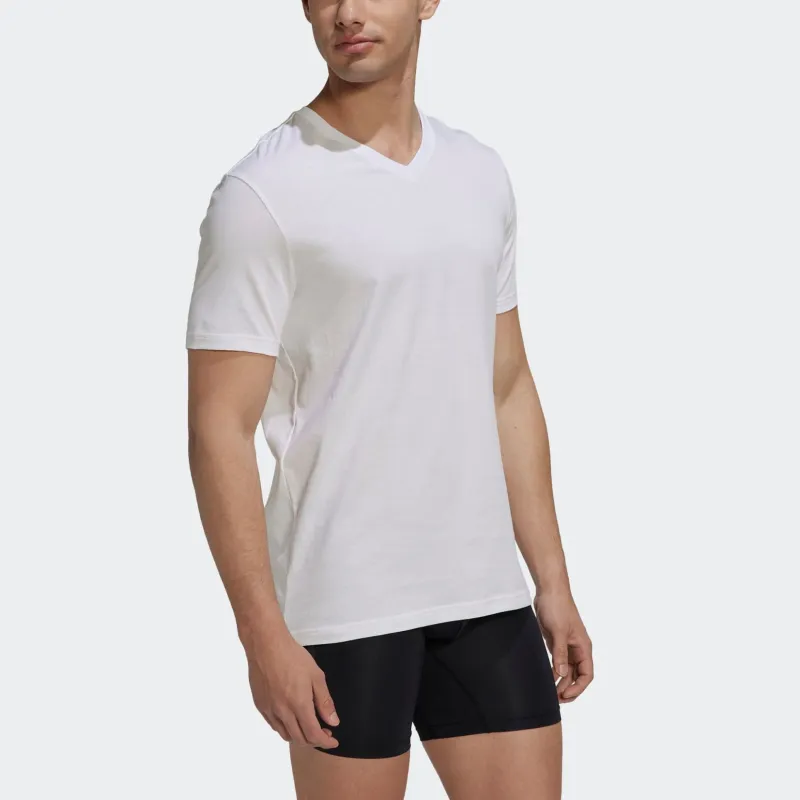Adidas ACTIVE FLEX COTTON V-NECK SHIRT UNDERWEAR T-Shirt Men's 3 Pack White-3