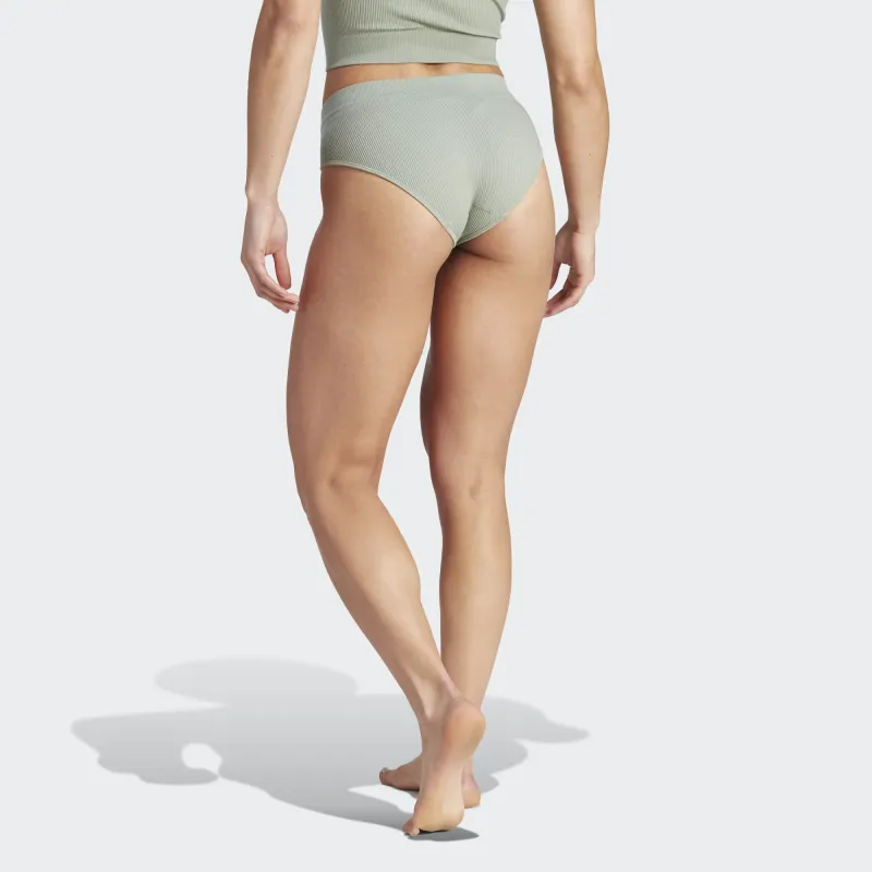 Adidas RIBBED ACTIVE SEAMLESS HIPSTER UNDERWEAR Underpants Women's 1 Pack Silver Green-2