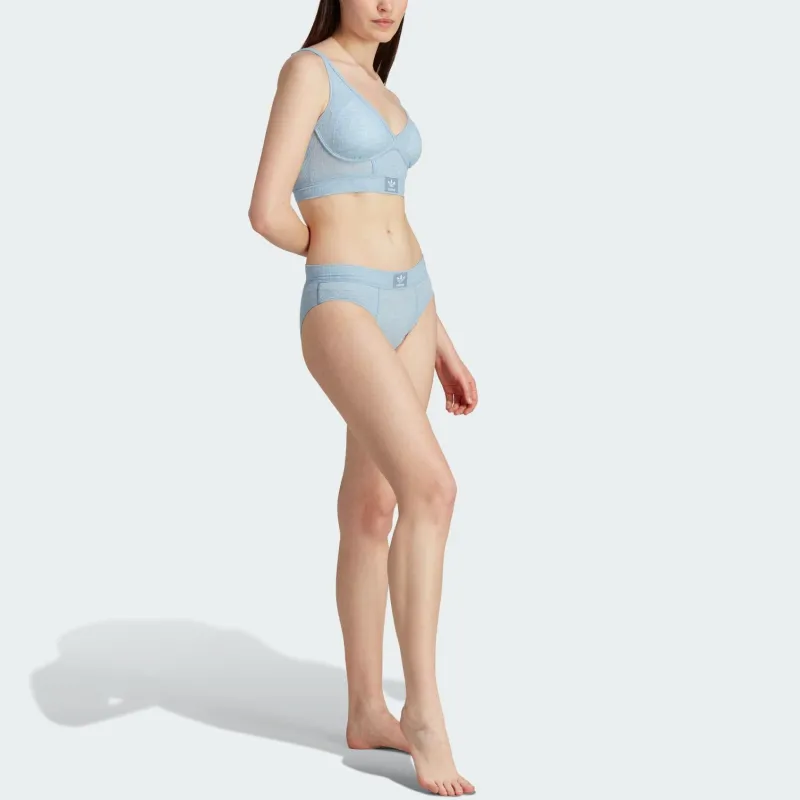 Adidas Originals ADICOLOR FLEX RIBBED COTTON BIKINI PANTS Underpants Women's 1 Pack Denim Blue-3