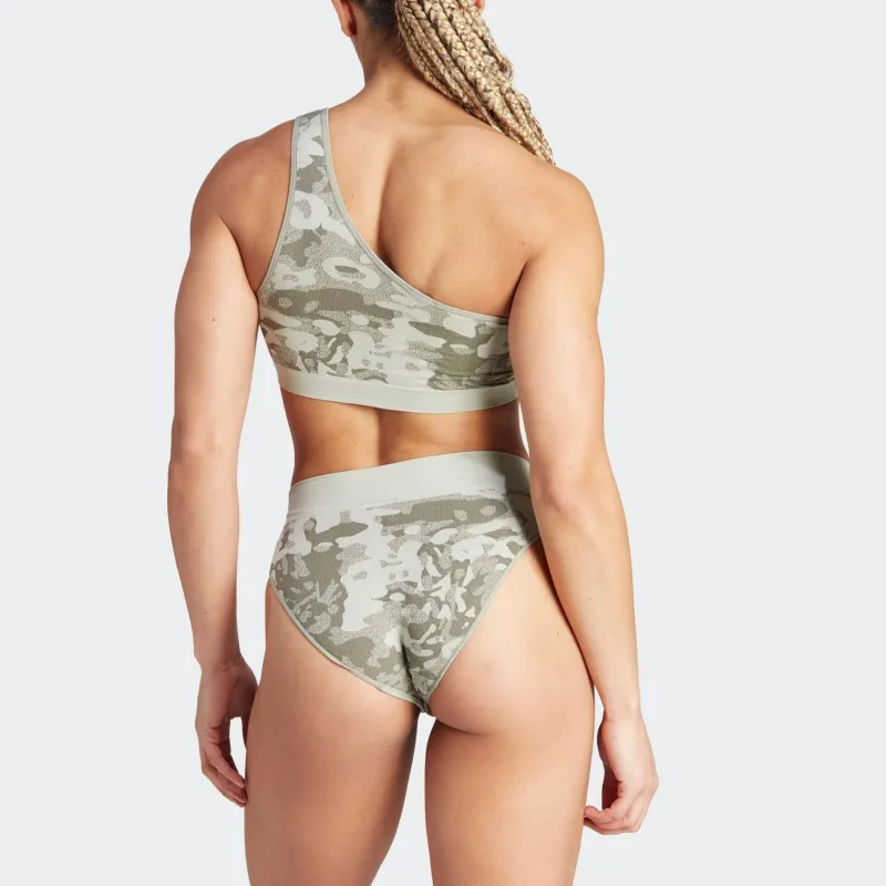 Adidas ACTIVE SEAMLESS MICRO STRETCH ASYMMETRIC BRALETTE UNDERWEAR Bra Women's Silver Green-3