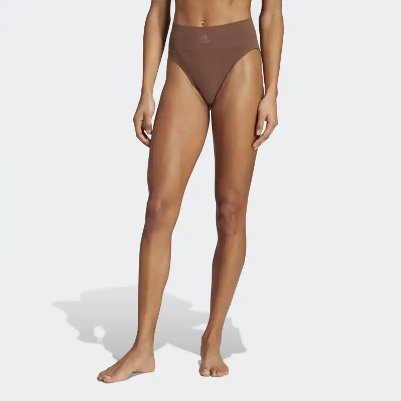 Adidas ACTIVE SEAMLESS MICRO STRETCH HIGH LEG BRIEF UNDERWEAR Underpants Women's 1 Pack Coffee-2