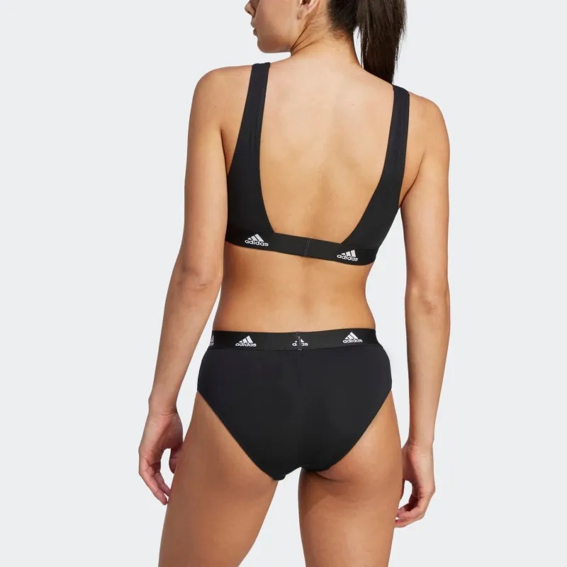 Adidas ACTIVE COMFORT COTTON SCOOP BRALETTE UNDERWEAR Bra Women's Black-3