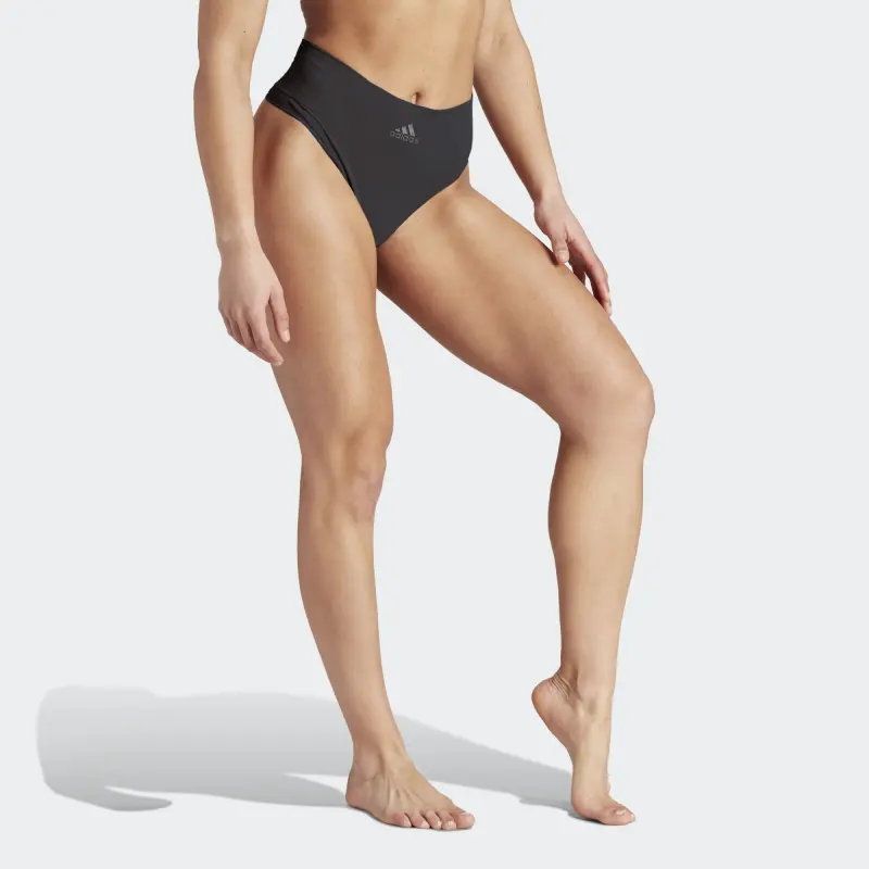 Adidas ACTIVE SEAMLESS MICRO STRETCH THONG UNDERWEAR Underpants Women's 2 Pack Black-2
