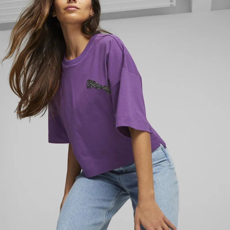 PUMA x Swarovski Collaboration Crystals Tee T Shirt Women's Purple-4