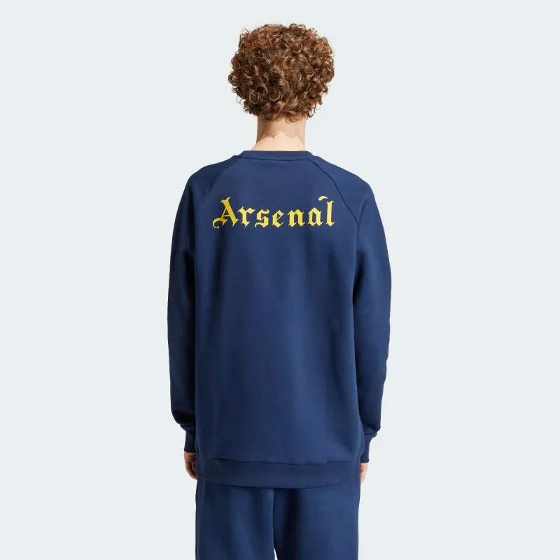 Adidas Originals Essential ARSENAL ESSENTIALS CREW SWEATSHIRT Men's College Navy/Tribal Yellow-2