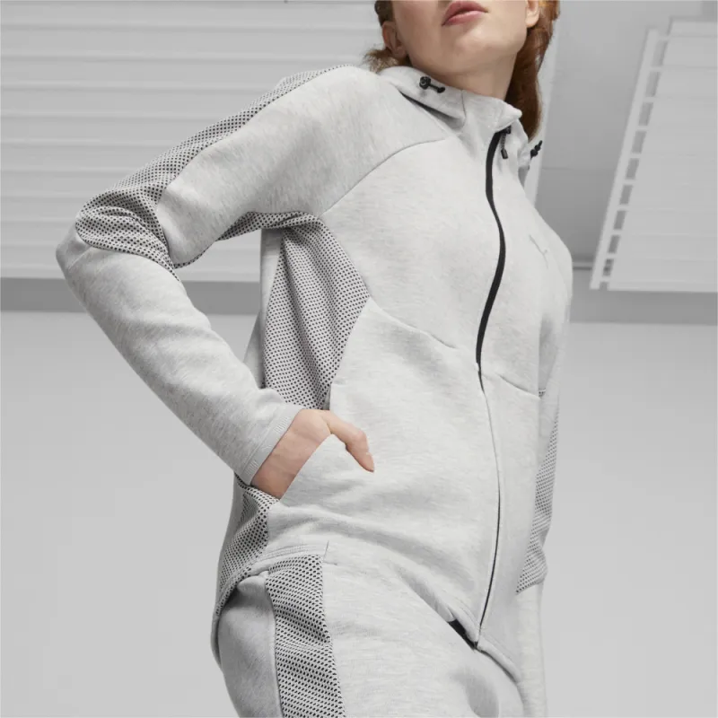 PUMA EVOSTRIPE Full-Zip Hoodie Sweatshirt Women's Gray-4