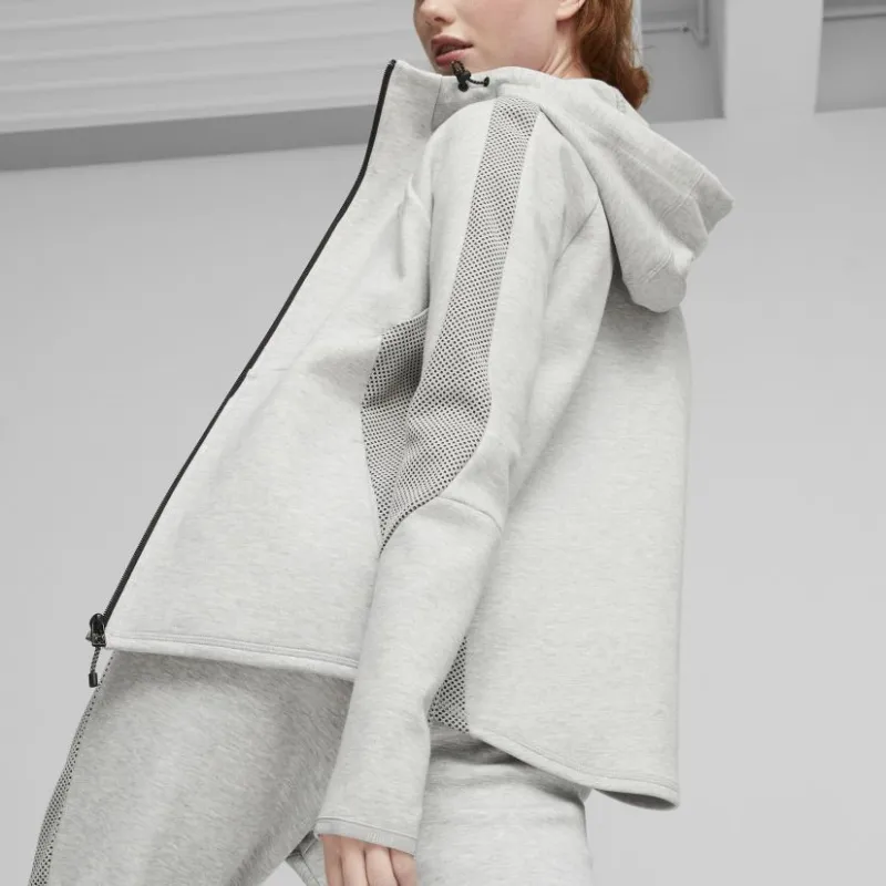 PUMA EVOSTRIPE Full-Zip Hoodie Sweatshirt Women's Gray-3