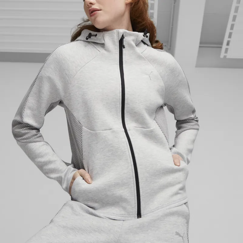 PUMA EVOSTRIPE Full-Zip Hoodie Sweatshirt Women's Gray-2