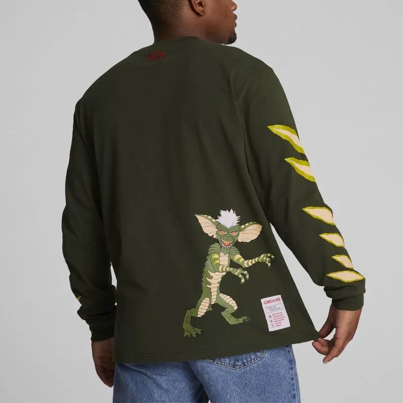 PUMA T-shirt À Manches Longues HOOPS X GREMLINS T-Shirt Men's Peach Gold Green-4