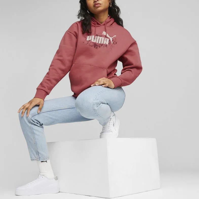 PUMA ESSENTIALS+ FLORAL VIBES Hoodie FL Sweatshirt Women's Pink-4